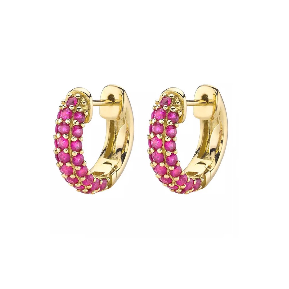 KIRA Oorringen / Oorbellen - Gold/Pink | Ø 9 mm | 925 Silver | Fashion Favorite