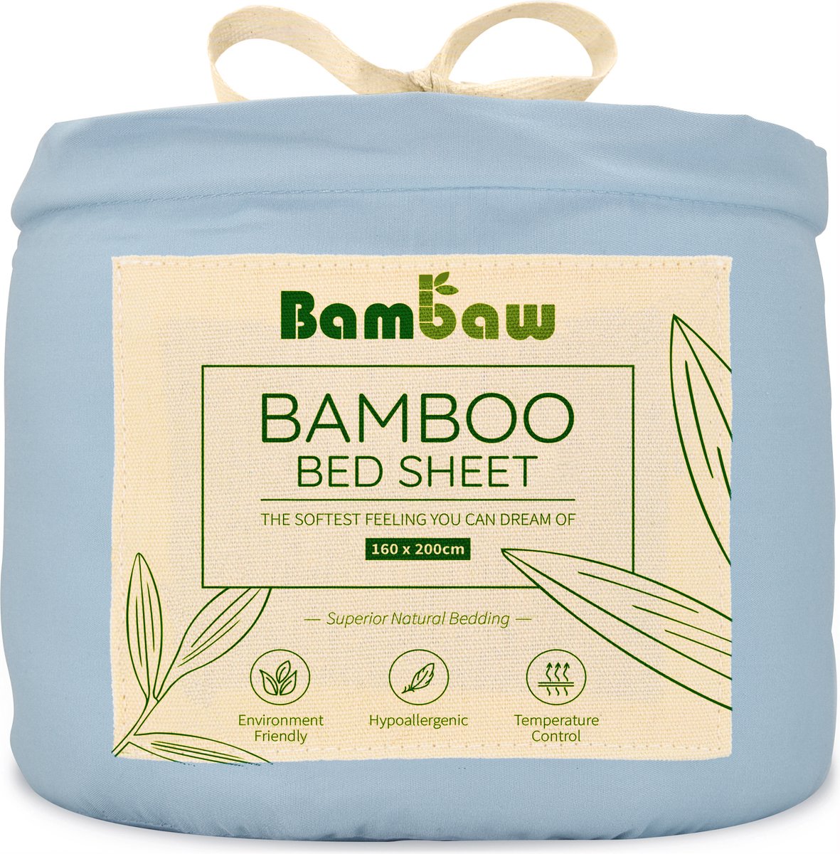 Bamboe Laken | Eco Laken 160 bij 200cm | Lichtblauw| Luxe Bamboe Beddengoed | Hypoallergeen laken | Puur Bamboe Viscose Rayon hoeslaken| Ultra-ademende Stof | Bambaw