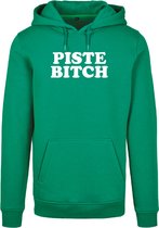 Wintersport hoodie groen L - Piste Bitch - soBAD. | Foute apres ski outfit | kleding | verkleedkleren | wintersporttruien | wintersport dames en heren