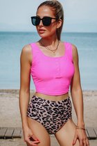 Tankini 2-Delig Dames - Luipaard Roze - Tjelena - Maat S