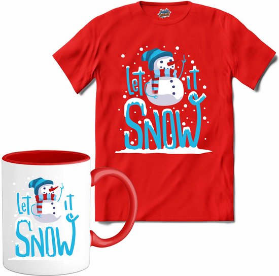 Let it snow - T-Shirt met mok - Heren - Rood - Maat 4XL