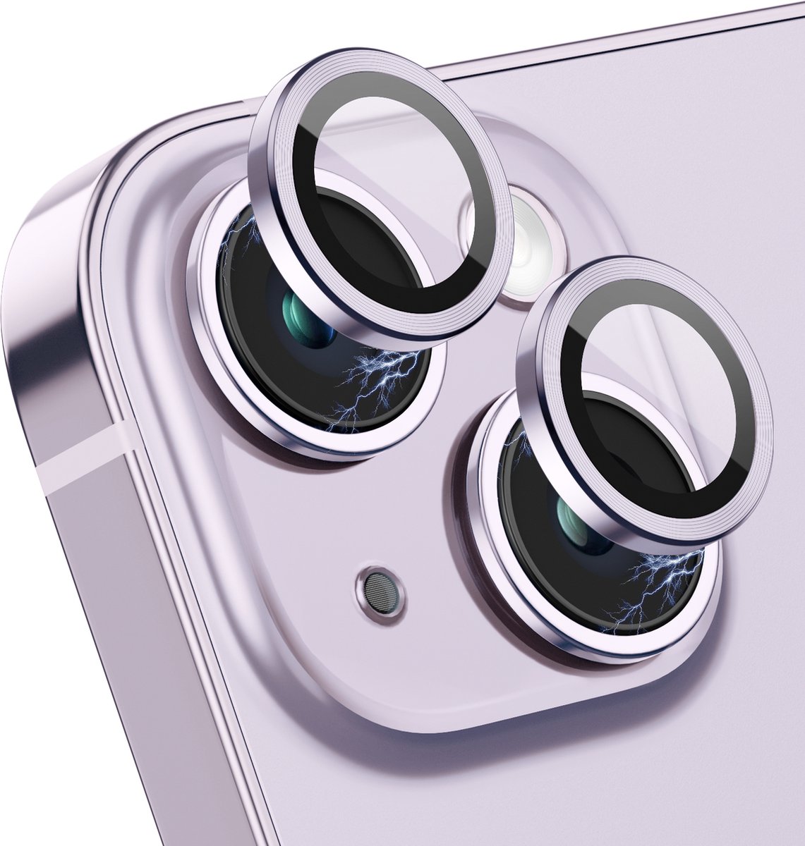 iPhone 14 / 14 Plus Camera Lens Protector - Paars - Eenvoudige Installatie - Camera Protector iPhone 14 - Aluminium - Gehard Glas - Screenprotector