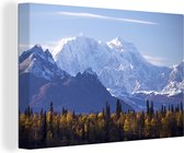 Canvas Schilderij Het indrukwekkende landschap van het Nationaal park Denali in Alaska tijdens de herfst - 60x40 cm - Wanddecoratie