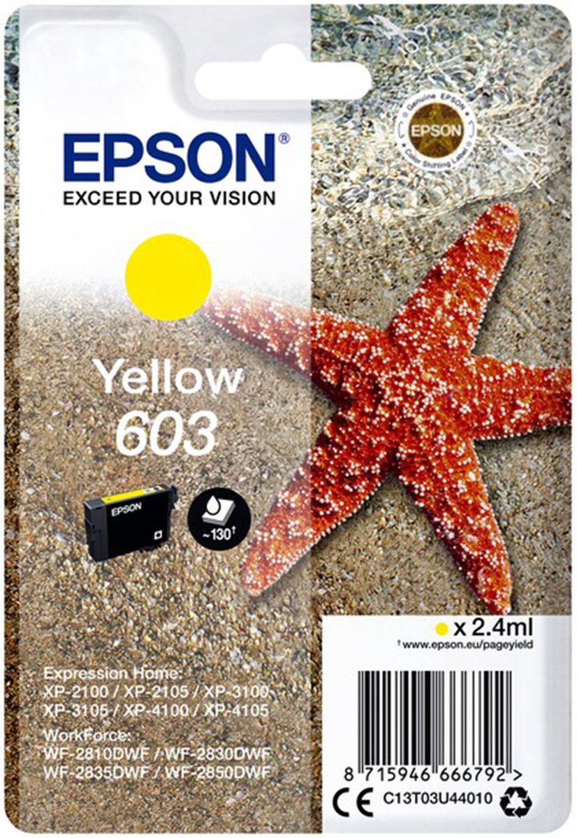 Epson C13T03U44010 inktcartridge, 1 stuk, origineel, standaardcapaciteit, geel