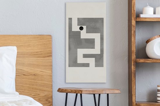 Canvas schilderij 20x40 cm - Wanddecoratie Doolhof - Abstract - Minimalisme - Muurdecoratie woonkamer - Slaapkamer decoratie - Kamer accessoires - Schilderijen op canvas
