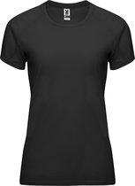 Zwart dames sportshirt korte mouwen Bahrain merk Roly maat XL