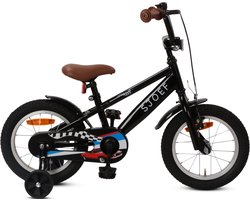 Product: SJOEF Race Jongensfiets 14 inch - Kinderfiets 3, 4 & 5 jaar - Zwart, van het merk 