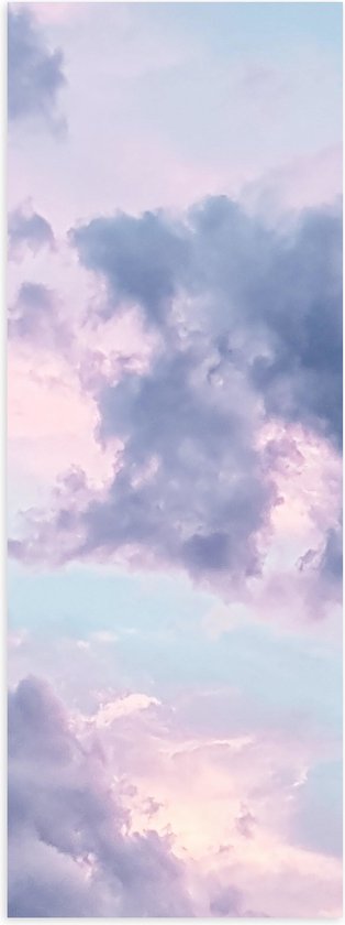 WallClassics - Poster Glanzend – Grijze Wolken - 20x60 cm Foto op Posterpapier met Glanzende Afwerking