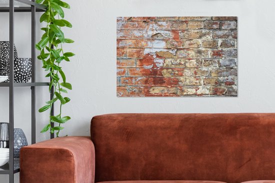 Canvas Schilderij Verf - Baksteen - Muren - 60x40 cm - Wanddecoratie