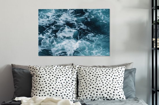 Canvas Schilderij Water - Blauw - Golf - 60x40 cm - Wanddecoratie