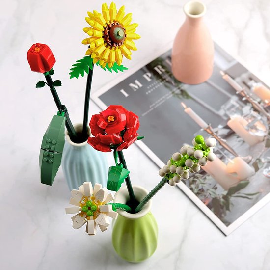 Nieuwe 10289 Paradijsvogel Boeket Rose Bouwsteen Stenen Unziptoy Potted Illustratie Vakantie Vriendin Cadeau Home Decor Blokken