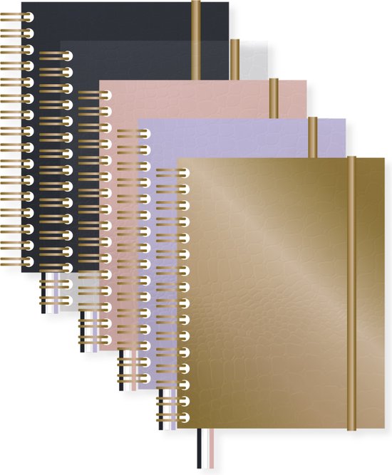 Kangaro spiraalboek - Pure Croco - A5 - lijn - 5 kleuren - K-PM610007SKZ