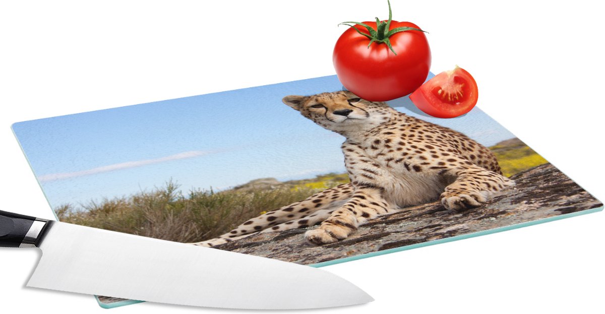 Glazen Snijplank - 28x20 - Luipaard - Dieren - Natuur - Snijplanken Glas