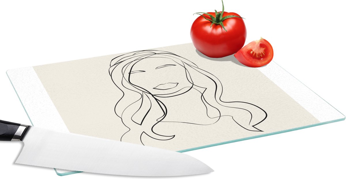 Glazen Snijplank - 28x20 - Vrouwen - Quotes - Line art - Tekst - Snijplanken Glas