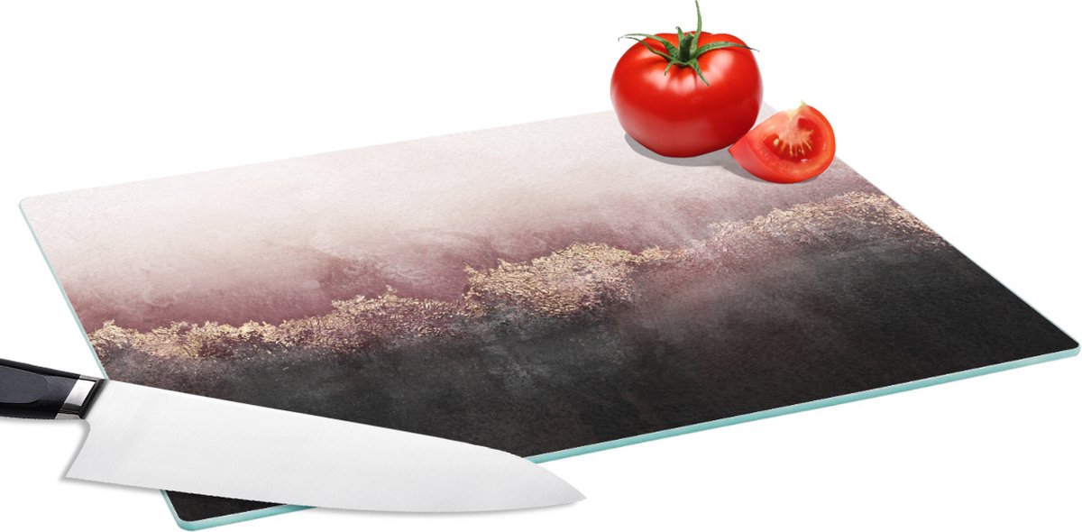 Glazen Snijplank - 39x28 - Glitter - Goud - Abstract - Snijplanken Glas