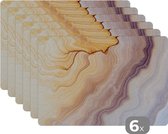Set de Table - Napperons en Plastique - Marbre - Texture - Grès - Goud - Aspect Marbre - 45x30 cm - 6 Pièces - Résistant à la Chaleur - Antidérapant - Pad - Amovible