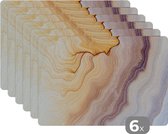 Set de Table - Napperons en Plastique - Marbre - Texture - Grès - Goud - Aspect Marbre - 45x30 cm - 6 Pièces - Résistant à la Chaleur - Antidérapant - Pad - Amovible