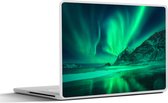 Laptop sticker - 14 inch - Noorderlicht - Water - Winter - Noorwegen - 32x5x23x5cm - Laptopstickers - Laptop skin - Cover