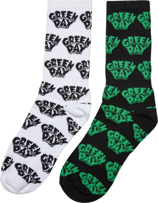 Merchcode Sokken Green Day 2-Pack Zwart/Wit