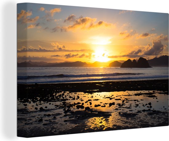 Zonsondergang in Azie  Canvas 180x120 cm - Foto print op Canvas schilderij (Wanddecoratie)