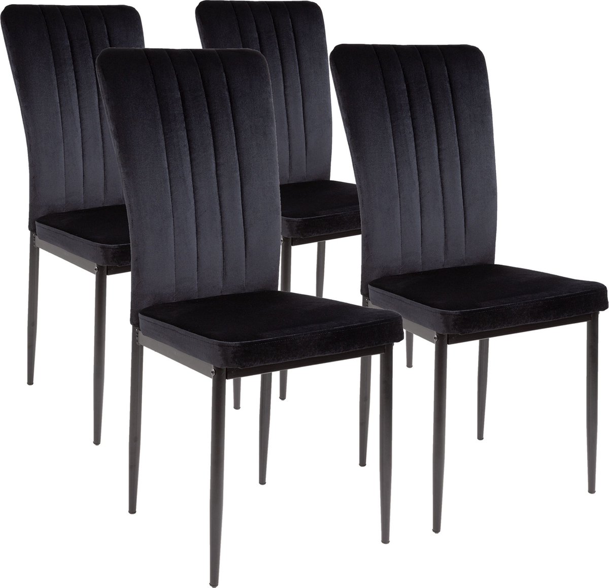 Albatros International Albatros Modena Eetkamerstoelen met Fluwelen hoes, Set van 4, Zwart - Stijlvol Vintage Design, Fluwelen hoes, SGS-goedgekeurde gestoffeerde stoel - Moderne Keukenstoel, Eetkamerstoel of Eettafelstoel