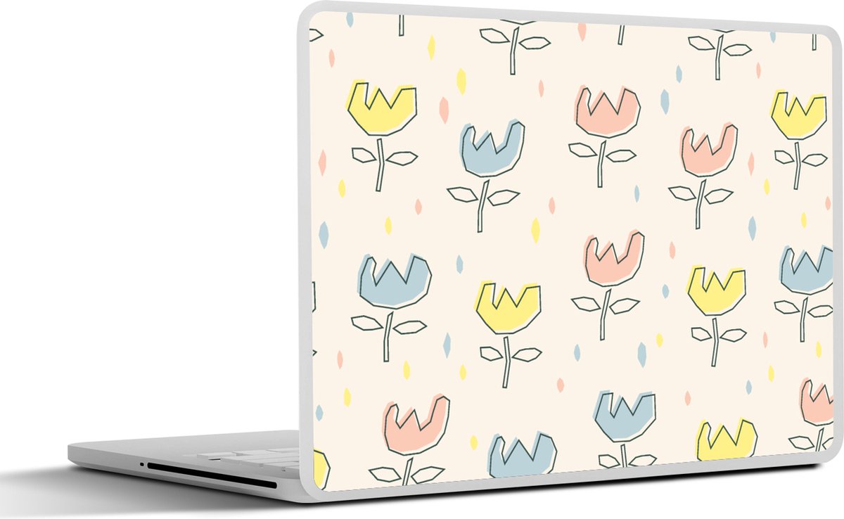 Laptop sticker - 10.1 inch - Bloemen - Pastel - Geboorte - 25x18cm - Laptopstickers - Laptop skin - Cover
