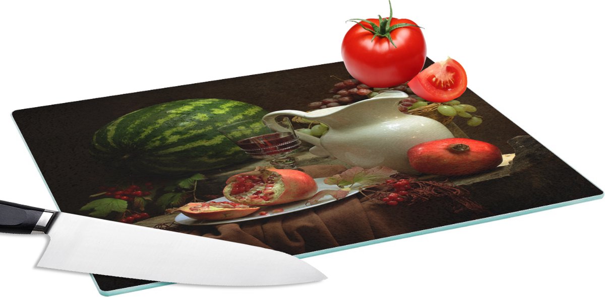 Glazen Snijplank - 39x28 - Stilleven - Meloen - Fruit - Snijplanken Glas