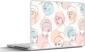 Laptop sticker - 14 inch - Vrouwen - Pastel - Line Art - Patronen - 32x5x23x5cm - Laptopstickers - Laptop skin - Cover