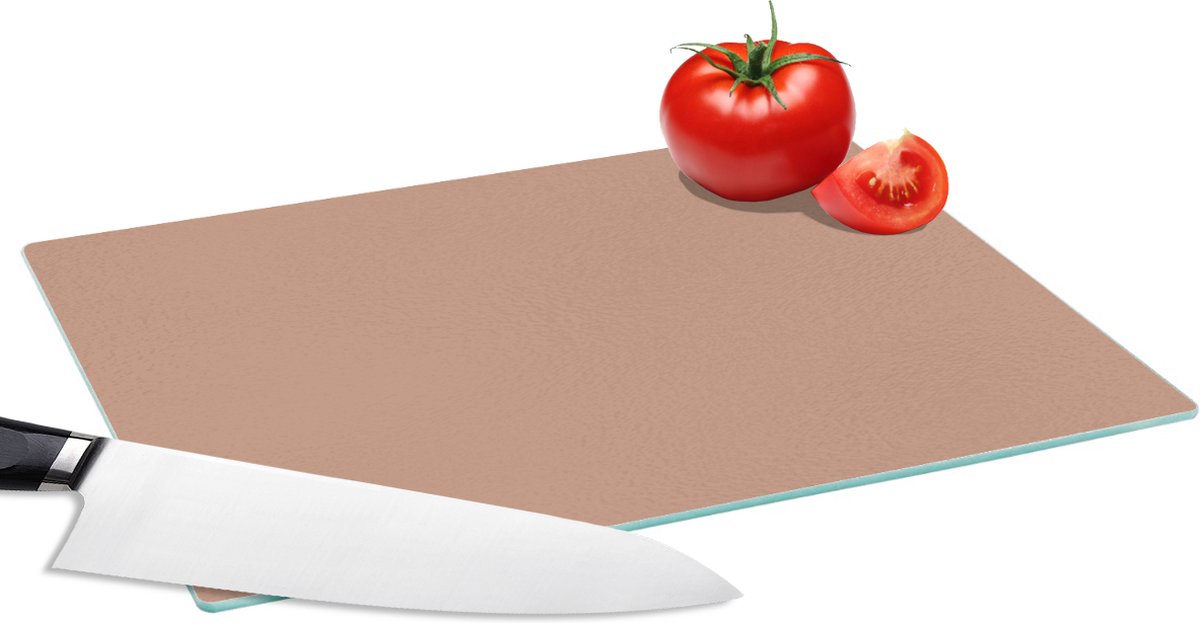 Glazen Snijplank - 28x20 - Beige - Kleur - Roze - Snijplanken Glas
