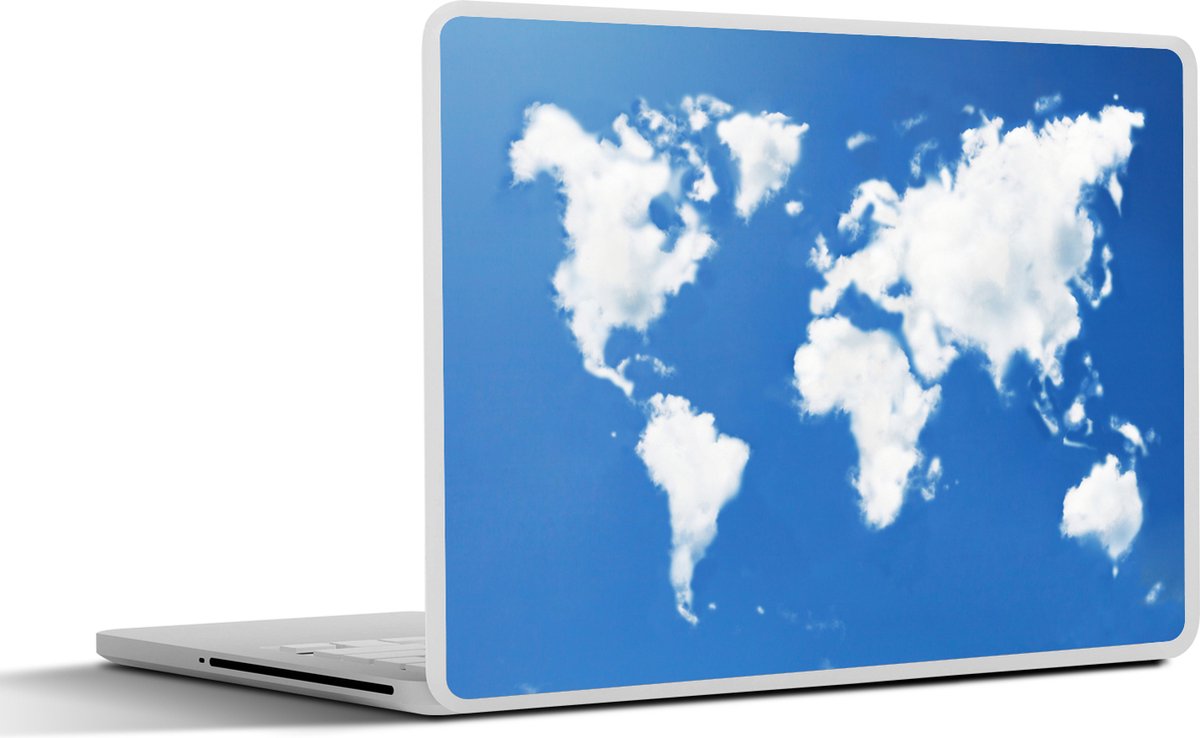 Laptop sticker - 10.1 inch - Wereldkaart - Wolken - Lucht - Kinderen - Jongens - Meisjes - 25x18cm - Laptopstickers - Laptop skin - Cover