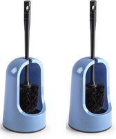 2x stuks toiletborstels/wc-borstels met houder korenbloem blauw 40 cm - Toiletborstelhouders / wc-borstelhouders