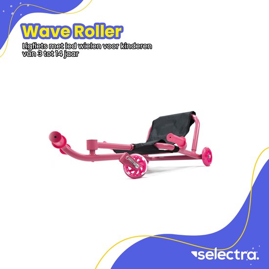 Wave Roller Roos- ligfiets met led wielen voor kinderen van 3 tot 14jaar - Merkloos