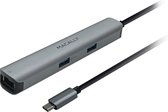 Macally UCDOCK6 Aluminium 6-in-1 USB-C hub met 1 HDMI poort, 1 Ethernet poort, 2 USB-A en 2 USB-C poorten - Spacegrijs