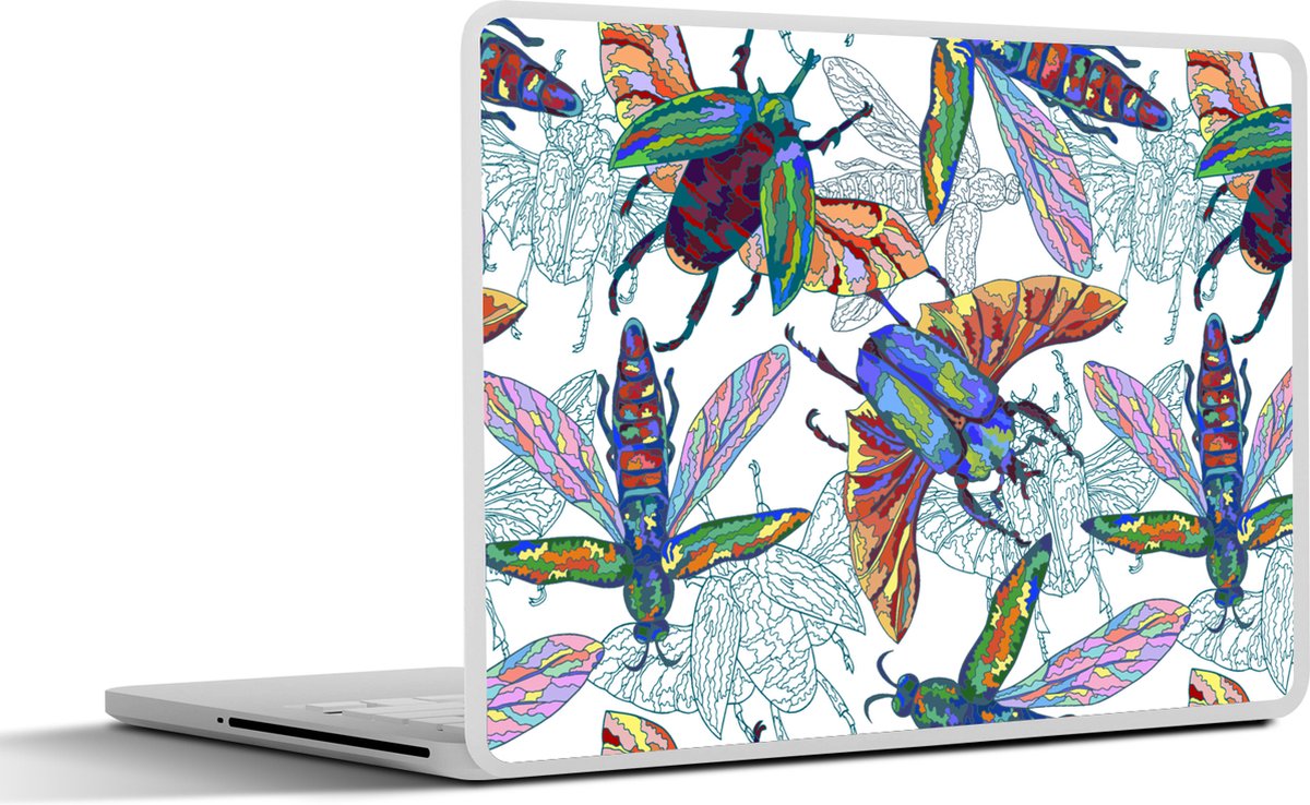 Laptop sticker - 15.6 inch - Insecten - Regenboog - Design - 36x27,5cm - Laptopstickers - Laptop skin - Cover