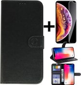 Leren Book Case iphone 5G/5S/5SE (Let op: dit is niet geschikt voor SE 2020 en 2022) + gratis protector Zwart