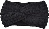 Shopping Moments - Gebreide Winter Dames Haarband met Knoop - Zwart - Oorwarmer