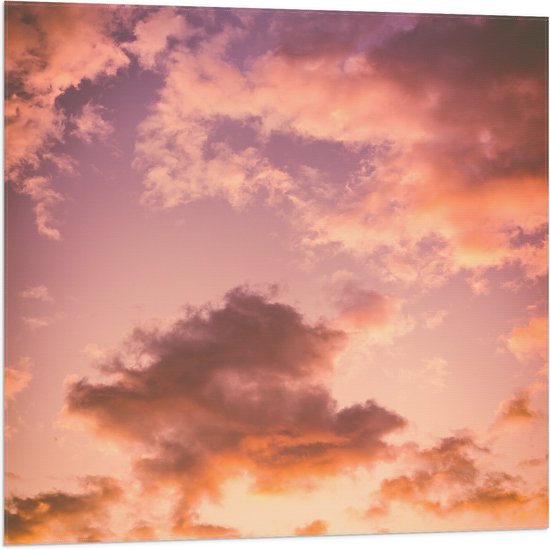 WallClassics - Vlag - Pastelkleurige Wolken - 80x80 cm Foto op Polyester Vlag