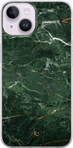 Hoesje geschikt voor iPhone 14 - Marble jade green - Soft Case - TPU - Marmer - Groen - ELLECHIQ