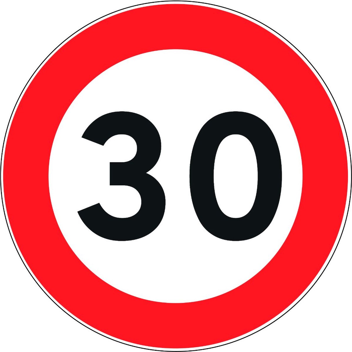30km per uur sticker 10cm - Snelheidssticker 30 km per uur - Verbodssticker - 30km sticker - Sticker voor binnen en buiten - Waterproof