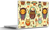 Laptop sticker - 10.1 inch - Uil - Koptelefoon - Patroon - 25x18cm - Laptopstickers - Laptop skin - Cover
