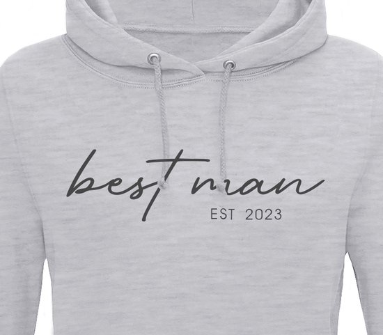 Hoodie heren met capuchon - Sweater heren capuchon - Getuige - Getuige huwelijk - Getuige cadeau - Best man est 2023 - Lichtgrijs M