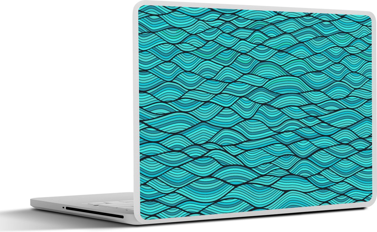 Laptop sticker - 12.3 inch - Zee - Japan - Blauw - Patronen - 30x22cm - Laptopstickers - Laptop skin - Cover