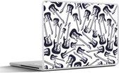 Laptop sticker - 17.3 inch - Gitaar - Patronen - Zwart Wit - 40x30cm - Laptopstickers - Laptop skin - Cover