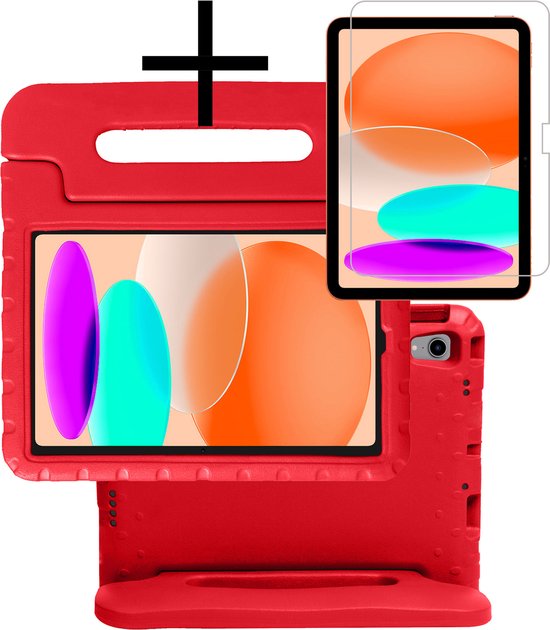 iPad 10 2022 Coque Enfants Housse Antichoc Avec Protecteur D'écran - Rouge