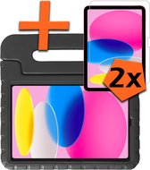 Hoes Geschikt voor iPad 2022 Hoes Bumper Kindvriendelijk Kids Case Kinderhoes Met 2x Screenprotector - Hoesje Geschikt voor iPad 10 Hoesje Shockproof Cover Hoes - Zwart