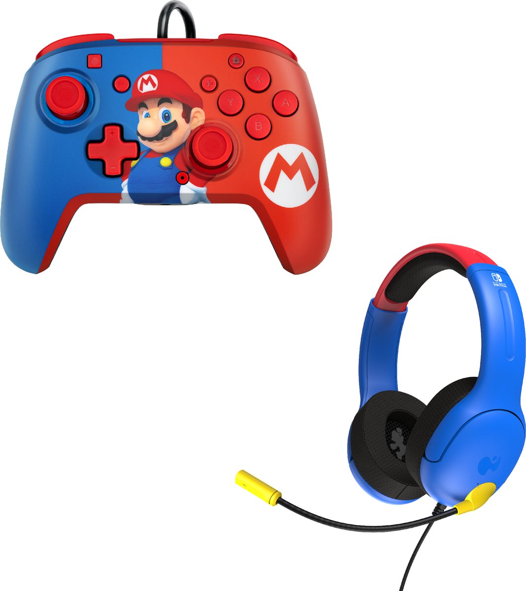 PDP - Bedrade Switch Controller + Bedrade Gaming Headset - Mario - Nintendo Switch/Switch OLED
