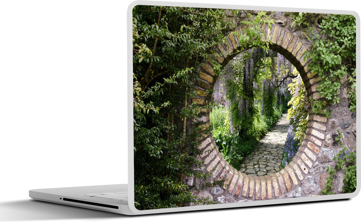 Laptop sticker - 12.3 inch - Bos - Stenen - Doorkijk - Pad - Blauwe regen - 30x22cm - Laptopstickers - Laptop skin - Cover
