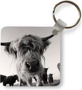 Sleutelhanger - Uitdeelcadeautjes - Schotse Hooglander - Zwart - Wit - Dieren - Plastic