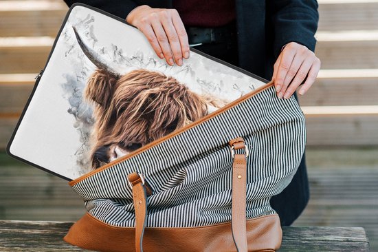 Housse ordinateur 17 pouces - Scottish Highlander - Animaux - Fumée - Housse ordinateur