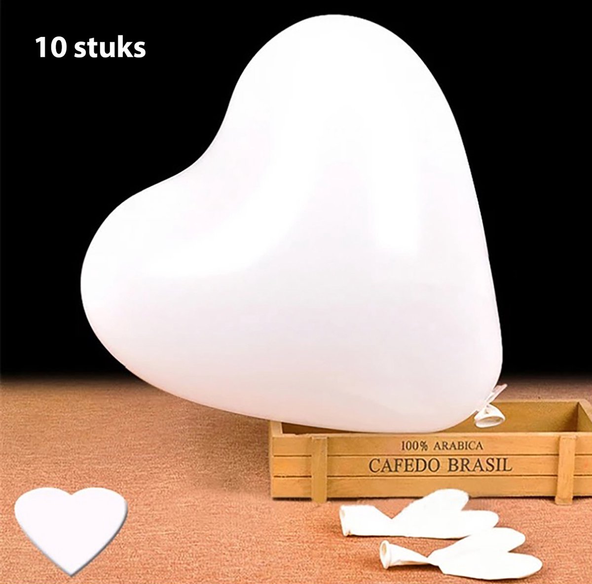 Ballonnen - Hartjes ballon - Hartjesballon - Wit - 10 stuks - Feestartikel - Heart shaped balloon